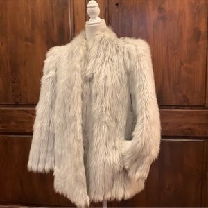 Vintage White Silver Faux Fox Jacket